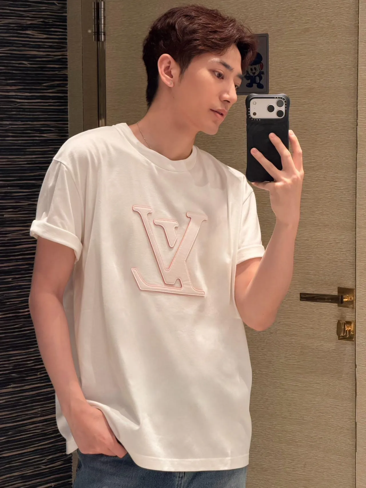 Louis Vuitton/Louis Vuitton laser cut logo short sleeves